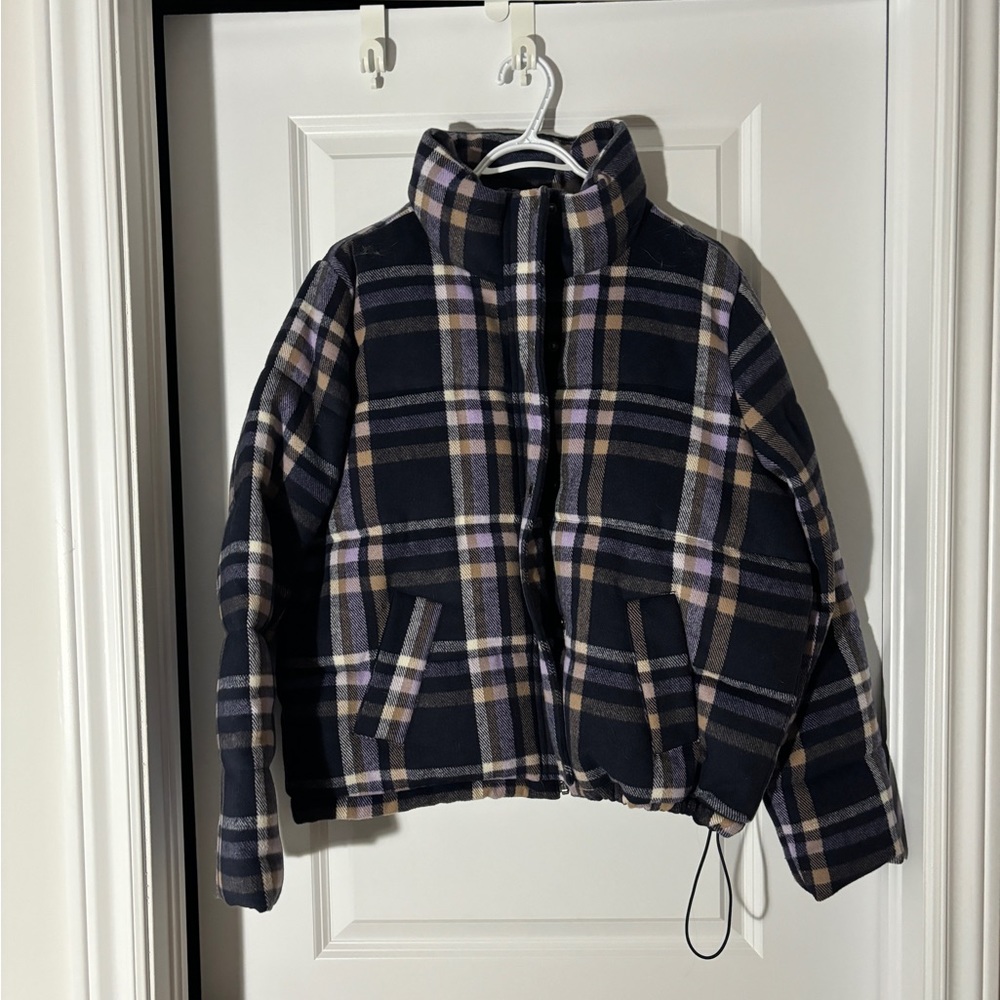 Holister purple plaid down jacket